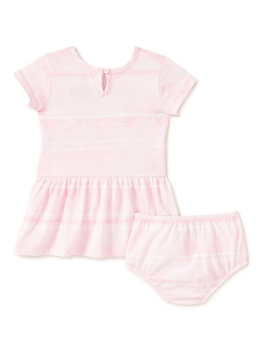 Wonder Nation Baby Girl Knit Cotton Dress Set Peach Whisper 6-9 Months - Picture 2 of 3