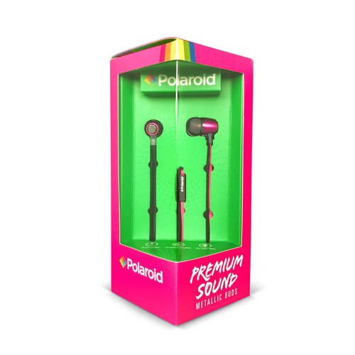 Polaroid Premium Sound Stereo Earbuds Headset Mic Ctrl Music Calls Wired Pink - Picture 2 of 4