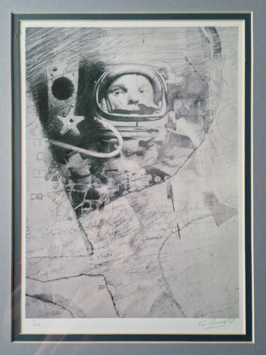 Impresión de edición limitada firmada y numerada a mano de un astronauta - artista desconocido - Imagen 2 de 8