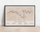 High Sierra Trail Print | HST Hiking Trail Map Poster | Mt Whitney Summit Hike