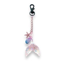 Mermaid Rose Gold Crystal Key Chain Purse Decor Clip On Bag Charm Keychain