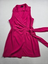 Forever 21 Womens Sleeveless Hot Pink Wrap Dress W/Tie Belt Size M