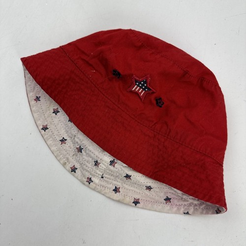 Red Stars Stripes Newborn Bucket Cap Hat Fitted Patriotic