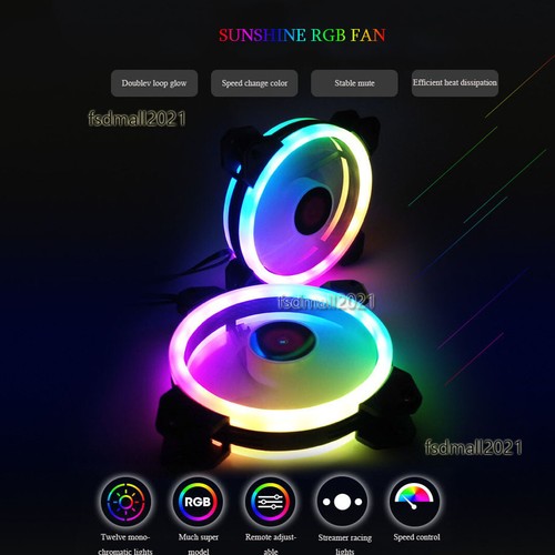 3/5/6 Packs 120MM RGB LED PC Cooling Fan Computer Game Radiator Remote Control - Picture 4 of 11