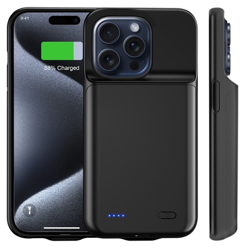 NEW For iPhone 15 Pro Max External Battery Charger Case Power Bank Cover 6800mAh - Picture 36 of 39
