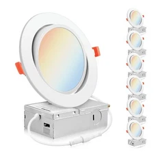 PARMIDA (6 Pack) 6 Inch 5CCT Ultra-Thin LED Adjustable Gimbal Recessed Lighti...