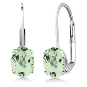 2-00-Ct-Oval-Green-Prasiolite-925-Sterling-Silver-Leverback-leverback-earrings