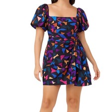 Show Me Your Mumu Puff Sleeve Mini Dress S Abstract Print Ruffle Hem Party