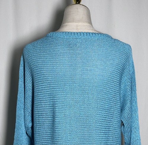 Chico’s Sweater Shirt Tunic Top Women Sz 2/ Large Long Sleeve Blue $59 - Picture 10 of 13