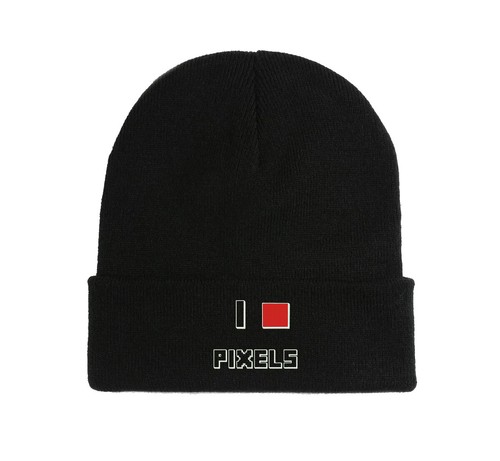 I Love Pixels Embroidered Beanie Hat Winter Autumn Cap Comfortable Wear - Picture 2 of 3