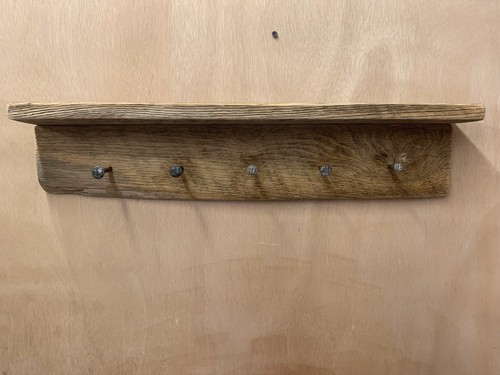 Primitive Coat Towel Hat Apron  Rack With Dated Railroad Nails For Hooks - Picture 2 of 7