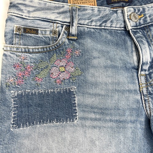 Polo Ralph Lauren Girls Denim Shorts Astor Slim Boyfriend Floral Patchwork 14 - Picture 3 of 14