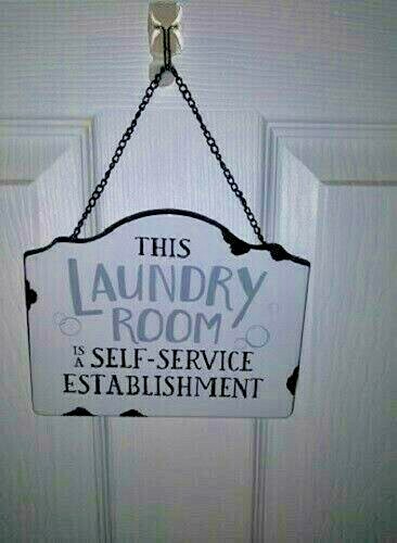 Country Farmhouse Shabby Chic Laundry Self Service Distressed Tin Plaque Sign - Picture 3 of 4
