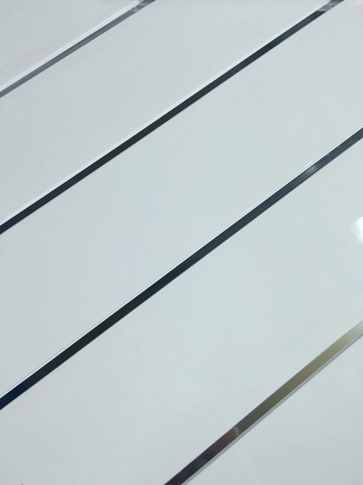 Gloss White With Chrome 8mm Ceiling Panels Cladding Bathroom Shower Wall Panels - Image 4 of 4