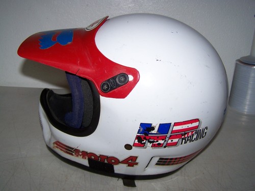 Vintage White Bell Moto 4 Motorcycle Helmet size 7 1/4 58 - Picture 3 of 12