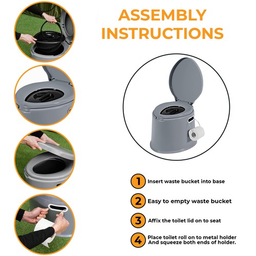 6L Portable Toilet With Pop-Up Privacy Tent - Picture 3 of 19