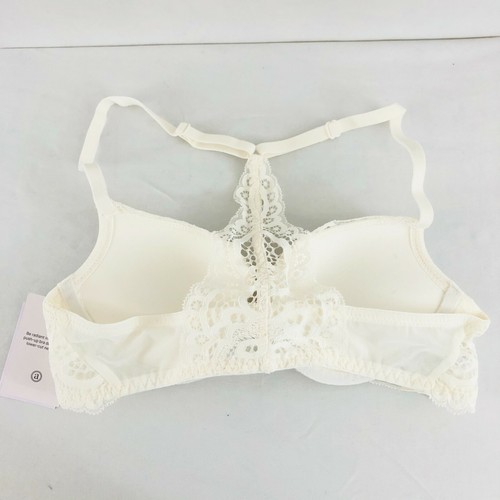 Auden Bra The Radiant Plunge Push-Up Lace Front Closure Lace Overlay Ivory 32AA - Picture 2 of 5