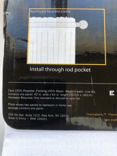 Eclipse Blackout Curtain Braxton White 63" x 42" Black Out Panel New - Picture 4 of 6
