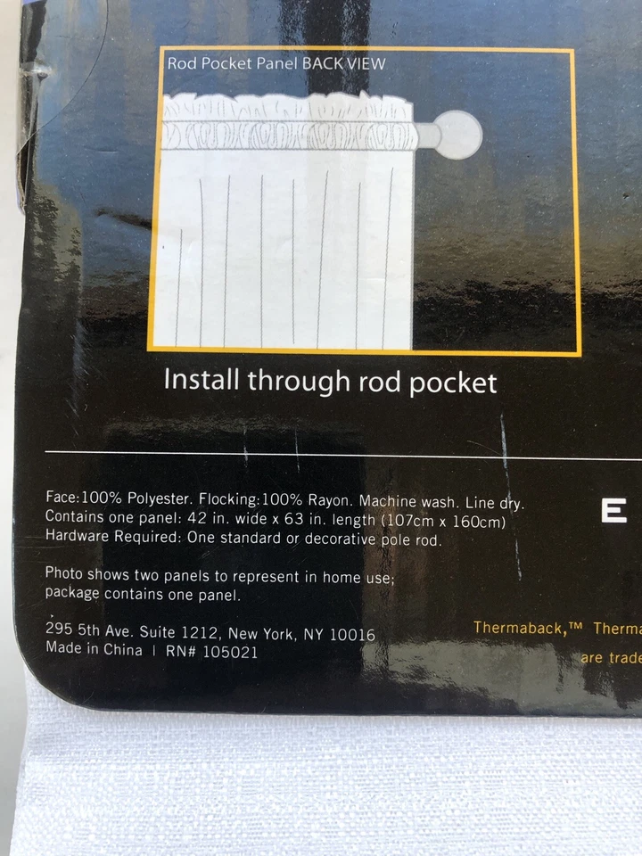 Eclipse Blackout Curtain Braxton White 63" x 42" Black Out Panel New - Image 4 of 4