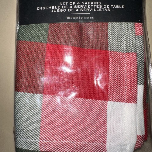 RALPH LAUREN 4pc NAPKINS RED/WHITE/GREEN CHECK 20” x 20” bnip - Picture 3 of 3