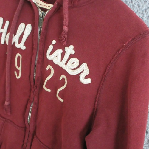 Vintage Hollister Hoodie Womens Small Red Full Zip Jacket Y2K Distressed - Picture 5 of 12