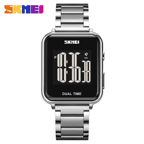 SKMEI Herren Digitaluhren Silber Stahl Armbanduhr LED Datumsanzeige Männliche Uhr - Bild 27 von 33