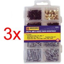1500PC CARPET TACKS NAIL ASSORTMENT NAILS THUMBTACK DIY UPHOLSTERY PINS NEW CASE