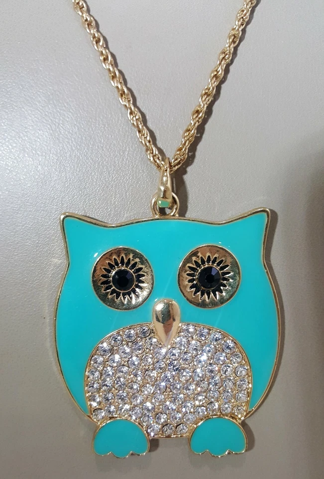 AMRITA SINGH Women's Owl Pendant Statement Necklace Gold Plated Crystal NWT - Image 4 of 4