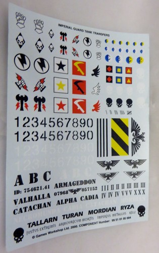 Warhammer Imperial Guard Decal waterslide sheet decal transfer