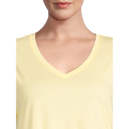 Terra & Sky Women's Plus Size V-Neck Short Sleeves T-Shirt Yellow 3X (24W-26W) - Picture 4 of 4