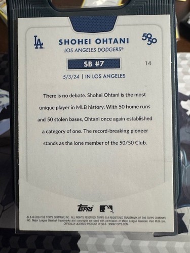 2024 Topps Shohei Ohtani 50/50 card #14 SB #7 - Picture 2 of 2