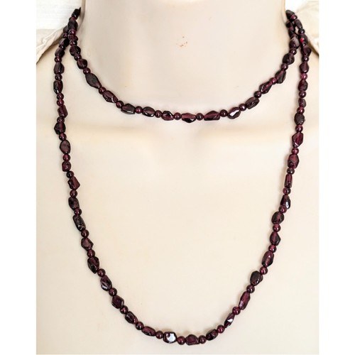 Vintage Purple Garnet Gemstone Beaded Rope Necklace 34" - Imagen 6 de 10