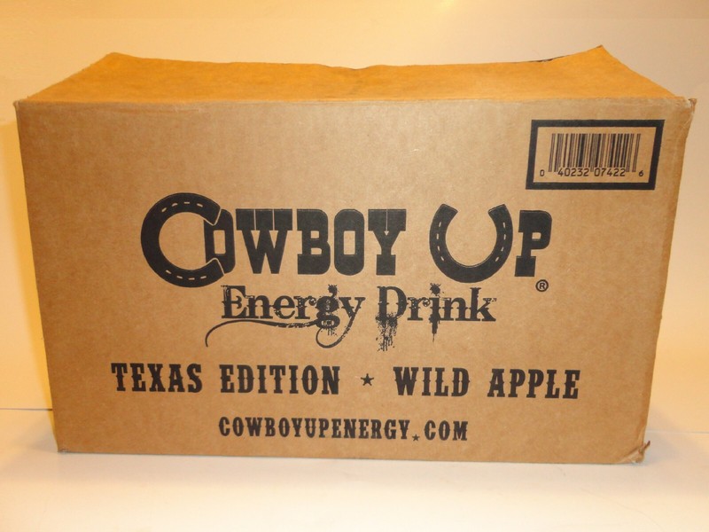 RARE Vintage COWBOY UP Energy Drink 24-Bottle CARRIER Box Crate TEXAS EDITION