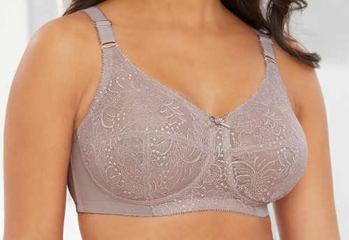 Enhance Your Profile! 50H (PLUS-SIZE SUPPORT) Lace Bra Glamorise 1102 Taupe NEW - Picture 17 of 24