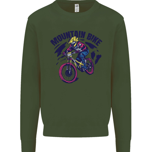Cycling Mountain Bike Bicycle Cyclist MTB Kids Sweatshirt Jumper - Picture 41 of 87