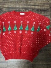 80  s Youth Park  Ugly   Christmas Sweater Tree Red Size 6 Medium NOS