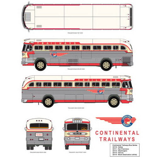 Classic Metal Works 32111 HO Mini Metals San Francisco GMC PD 4103 Trailways Bus