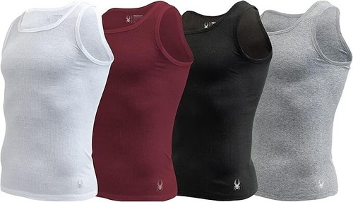 Spyder Mens Pro Cotton Pro Stretch Tank Tops A-Shirts 4-Pack - Picture 4 of 22