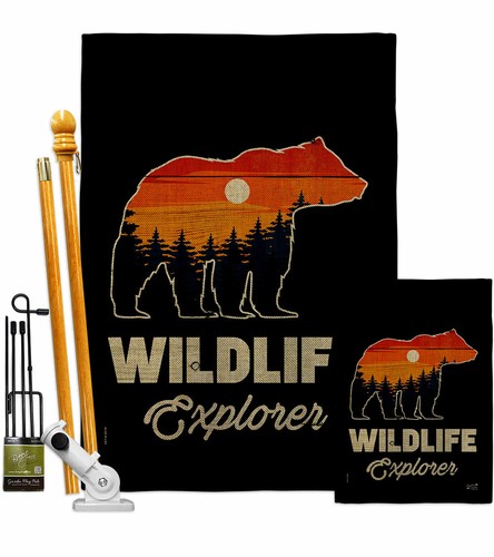 Wildlife Explorer Burlap Garden Flag Outdoor Adventure Decorative Yard Banner - Picture 5 of 19