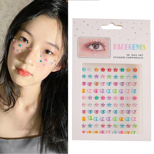 Strass Tattoo Aufkleber Make-up Liebe Stern Bohrer Gesicht Sticker Augenklappe Dri - - Bild 2 von 14