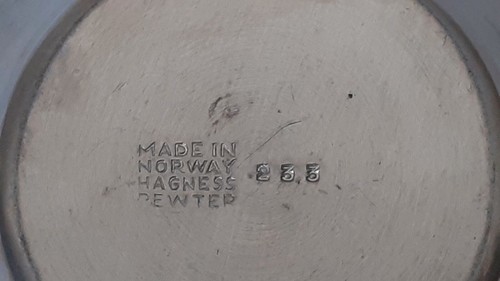 Vintage Hagness Norwegen Zinn offene Zuckerdose MCM Dreieck Design 233 H15/8 Zoll 4 cm - Bild 11 von 11