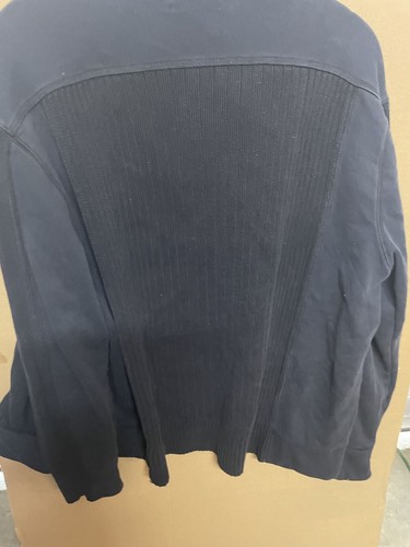 Calvin Klein Men's Full Zip Ribbed Cotton Cardigan Sweater, Black, Large Vintage - Picture 3 of 4