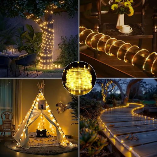 LED Solar String Fairy Lights Rope Strips for Outdoor Garden Patio Pool Camping - Picture 8 of 39