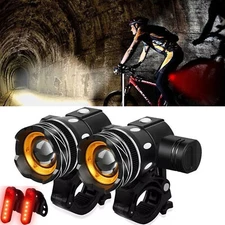 Rechargeable LED Mountain Bike Lights 20000LM Bicycle Torch Front &Rear Lamp Set