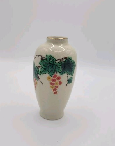 Coppia Vasi Floreali Vintage Homco Crackle Ghiaccio Porcellana Dorata 4 1/2""H x 2""W - Foto 5 di 7