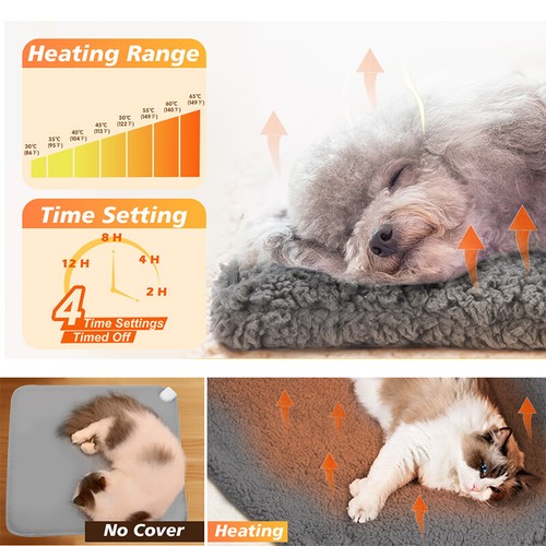 Warming Cat Bed Electric Heating Cat Dog Mat Extra Warm Thermal Pet Pad + Cover - Picture 4 of 12