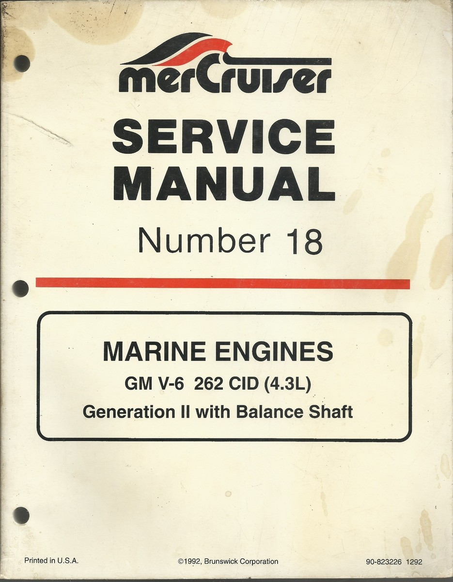 MERCURY MERCRUISER SERVICE MANUAL NUMBER 18 MARINE ENGINES P/N 90