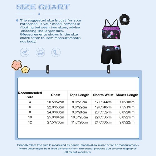 Kids Girls Bathing Suit Fitness Swimsuit Dance Tracksuit Athletic Activewear - Picture 30 of 56
