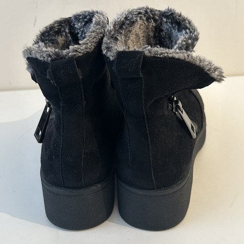 SoulCal & Co Women’s Ankle Boots Uk 7 Zip Faux Fur Combat Black Suede EU41 - Picture 9 of 18