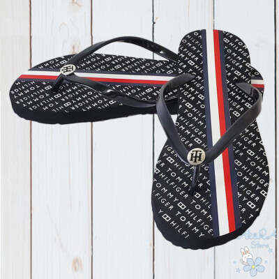 NWT TOMMY HILFIGER AUTHENTIC WOMEN'S BLACK THONG FLIP FLOPS SANDALS 7 8 9 10